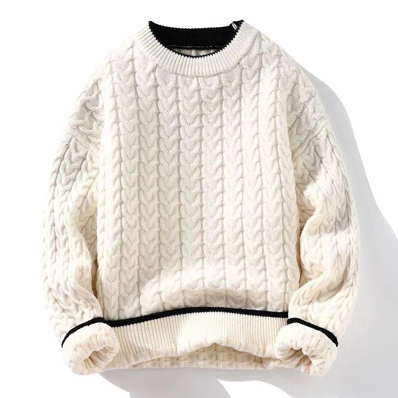 maoxiangshop Winter Thick Warm Sweater Men O Neck Knitted Pullovers Fashion Loose Mens Knitwear Casual Sweaters Couple Knitting Pullover