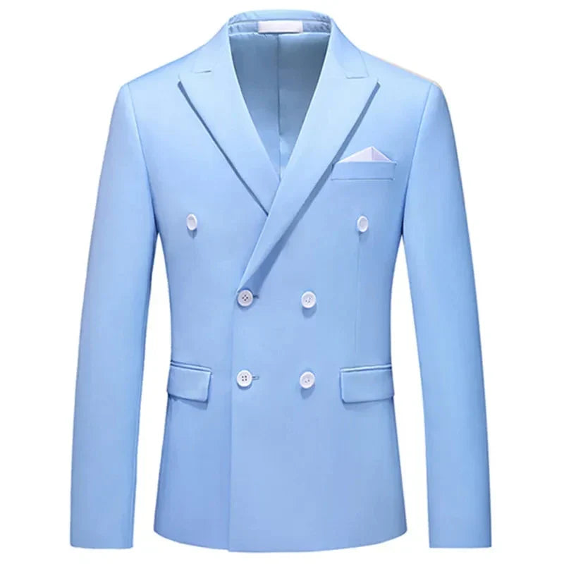maoxiangshop Fashion New Men's Casual Boutique Business Solid Color Double Breasted Suit Jacket Blazers Coat