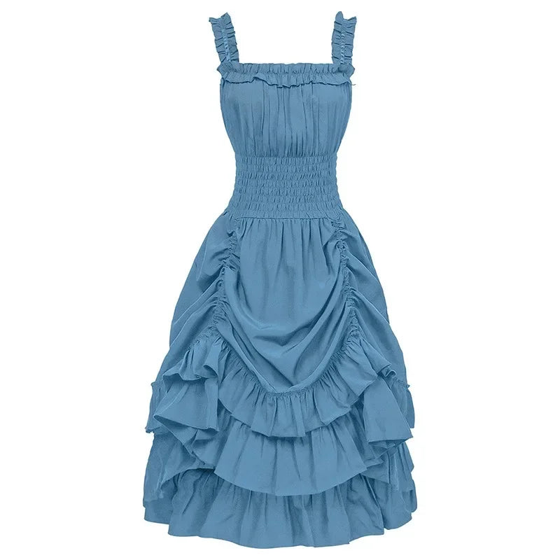 maoxiangshop - 2024 High Waist Ball Gown Cosplay Costume New European and American Long Victorian Medieval Dress