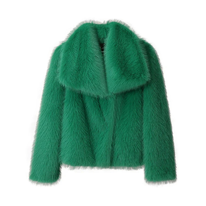 maoxiangshop - Chic Ins Blogger Brand Fashion Fake Fox Fur Jacket Coat Women 2024 Winter Luxury Design Big Collar Fur Coats Cool Girls Overcoat