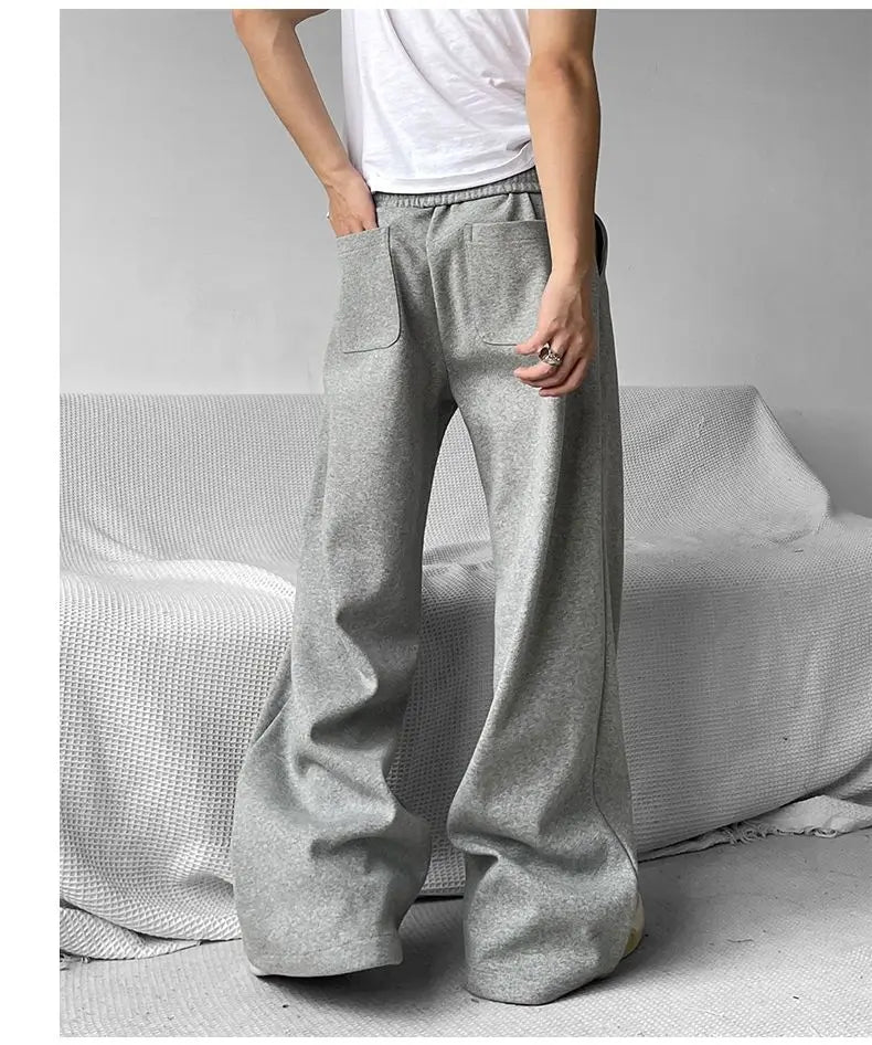 maoxiangshop Wide Leg Sweatpants Men Oversize Gray Sports Pants Sportswear Casual Trousers Male Loose Korean Streetwear Hip Hop