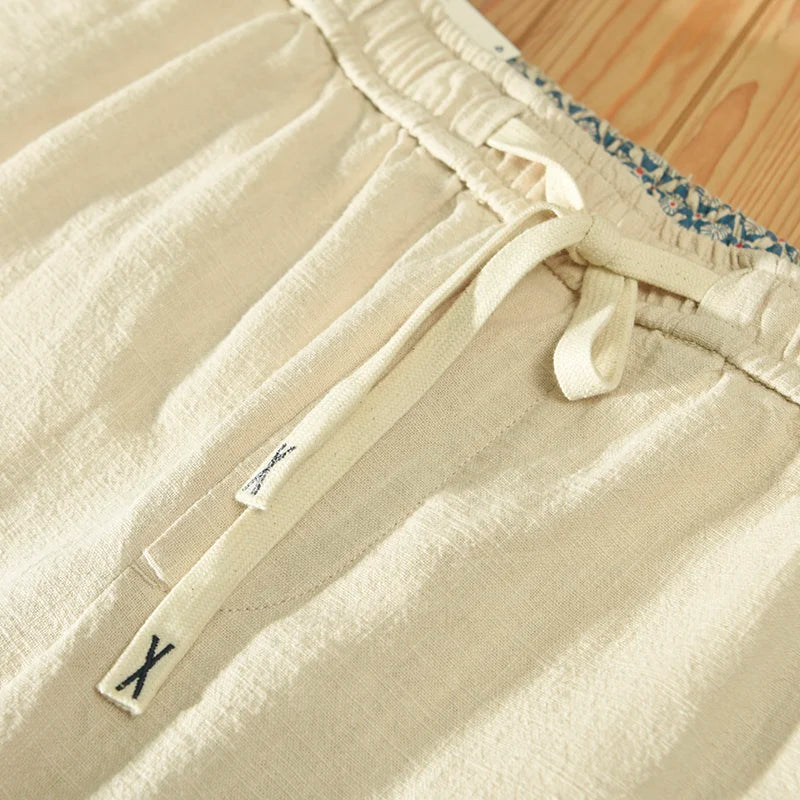 maoxiangshop 7 Colors Men's Cotton Linen Pants Male Spring Summer Casual Solid Color Thin Linen Cargo Trousers Streetwear M-XXXL