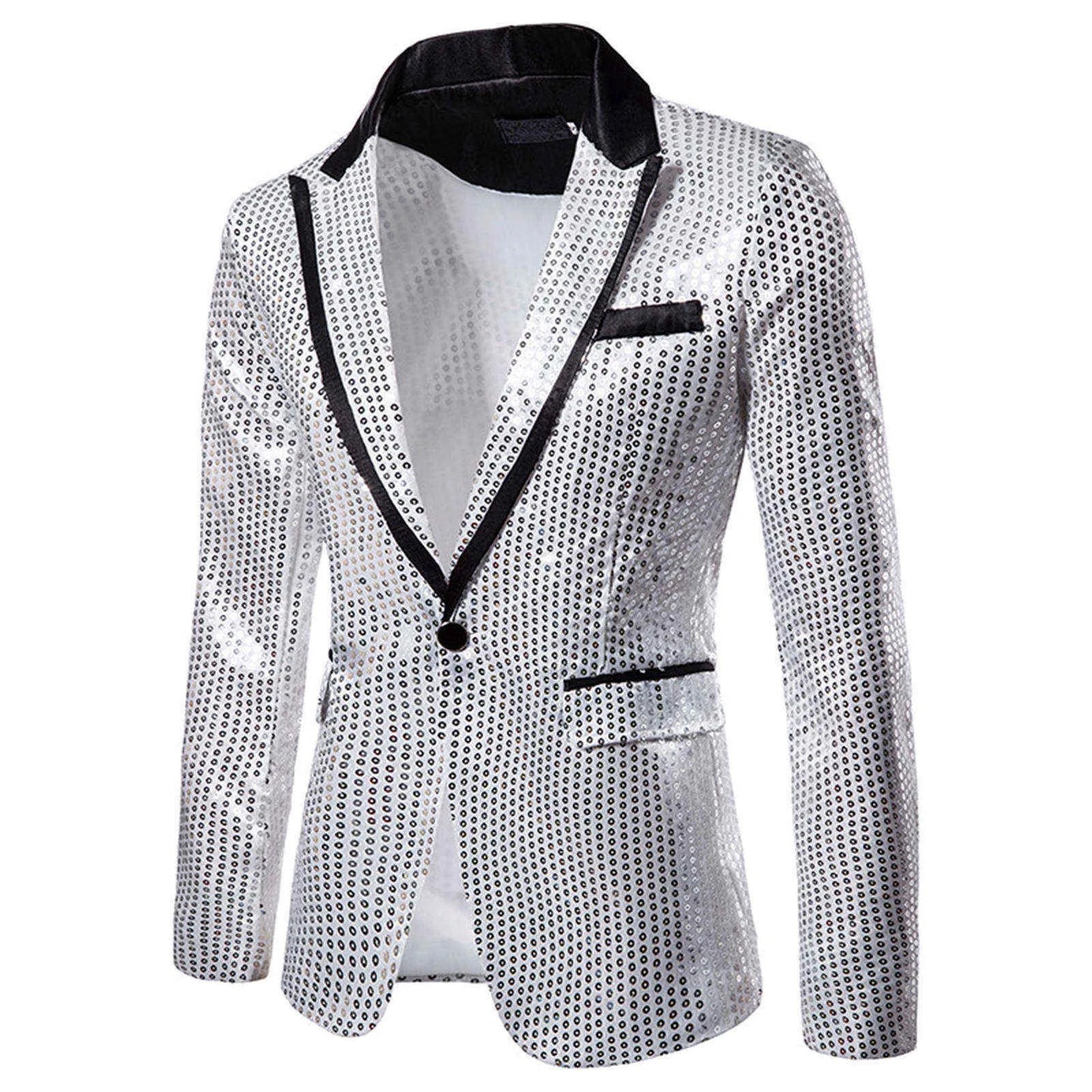 maoxiangshop WELL DRESSED MEN Shiny Gold Shiny Shiny Decorated Blazer Jacket for Men Night Club Graduation Men Suit Blazer Homme Costume Stage Wear for Singer