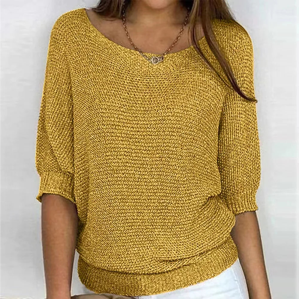 maoxiangshop Jumpers Women Purple Fall Winter Spring Sweaters Three Quarter Sleeve Sweater Jumpers Elegant Streetwear Y2k Tops Short Jumper