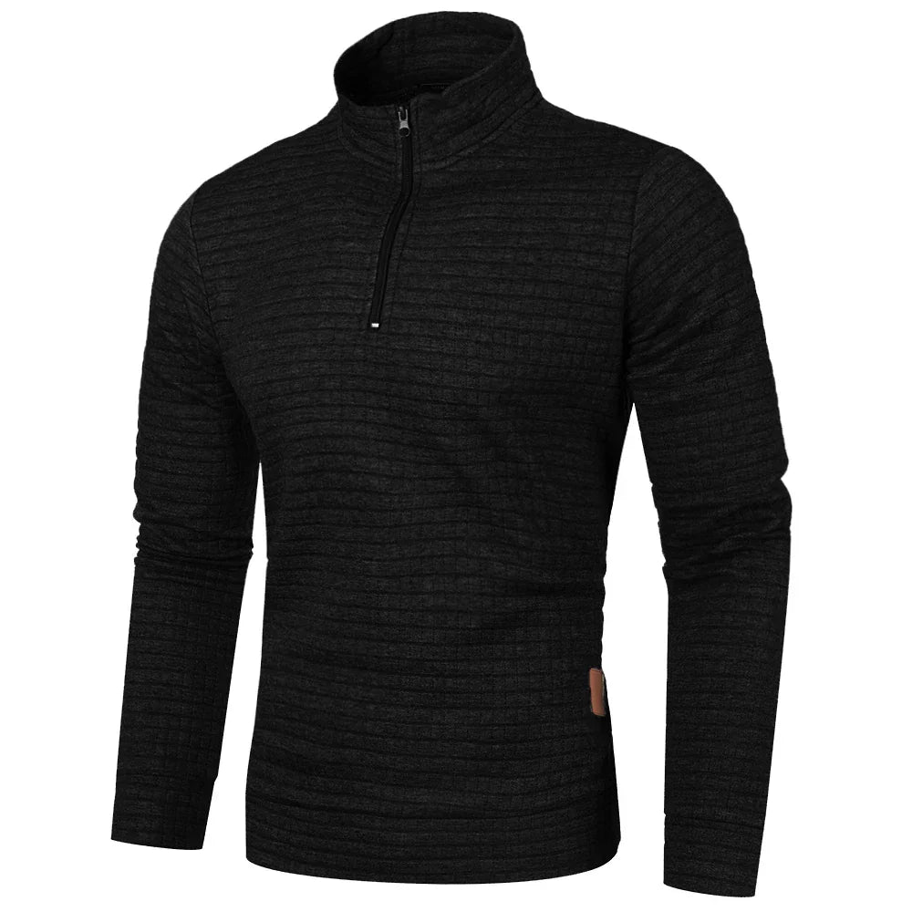 maoxiangshop Autum Men's Solid Color Sweatshirt New Oversize Half Zipper Pullover Warm Sweater Jogger Sport Tops