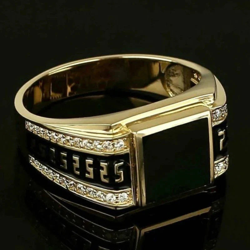 maoxiangshop Retro Handmade Turkish Signet Rings for Men Ancient Silver Color Carved Ring Mystic Zircon Inlay New Punk Motor Biker Ring