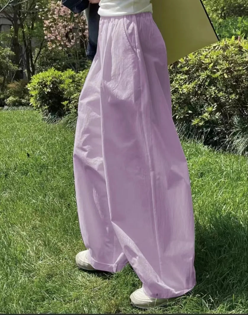 Oversize Slimming Women Pants High Waist Wide-Leg Trousers Simple Casual Loose-Fitting Cotton Baggy Streetwear Trousers 2023