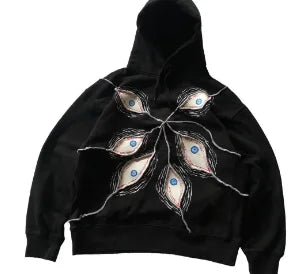 maoxiangshop maoxiangshopY2K Hoodie Hip Hop Gothic Eye Patchwork Loose Pullover for Men and Women New Fashion Retro Harajuku Street Clothing Casual Top