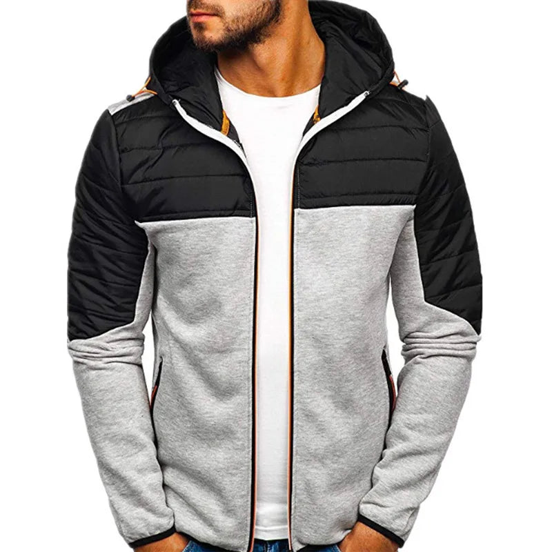 maoxiangshop Men's Hoodies Spring Autumn Casual LongSleeve Zip Up Hoodie Men Sweatshirt Patchwork Hooded Sweatshirts Streetwear Hoody Cardigan