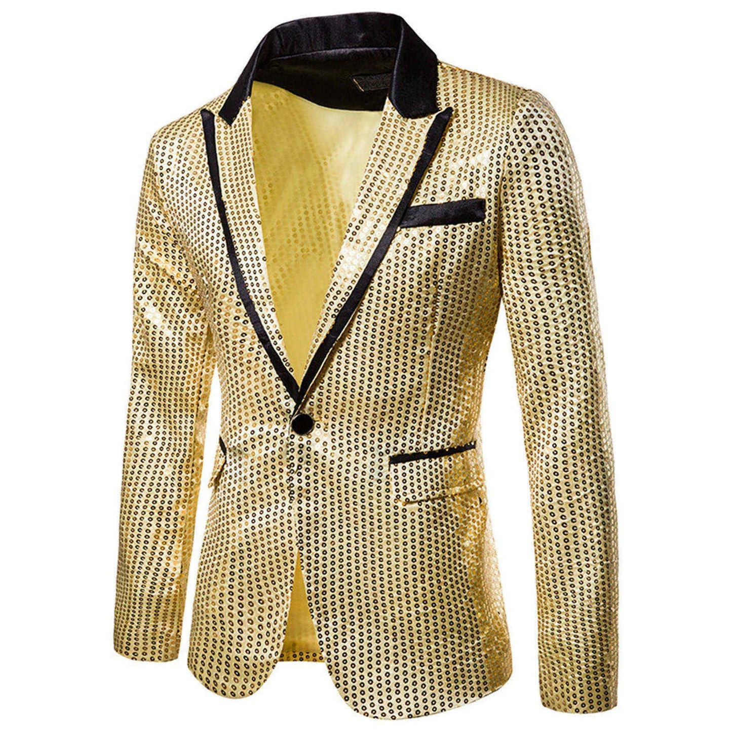 maoxiangshop WELL DRESSED MEN Shiny Gold Shiny Shiny Decorated Blazer Jacket for Men Night Club Graduation Men Suit Blazer Homme Costume Stage Wear for Singer