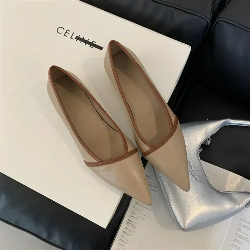 maoxiangshop - Luxury Designer Elegant Pointed Toe Women Pumps 2024 Autumn Comfort Soft Leather Wedge Shoes Women Shoes Office Flats Loafers