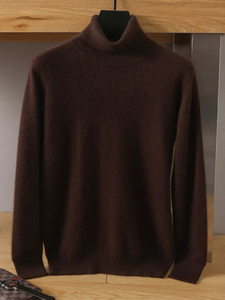 maoxiangshop Men's 100% pure Mink velvet Cashmere Sweater High Lapels Pullovers Knitted Winter New Tops Long Sleeve High-End Jumpers