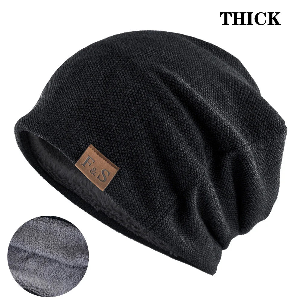 maoxiangshop Men Women Winter Warm Beanies Skullies Knitted Solid Casual Brand Soft Knitting Hat Outdoor Plus Velvet
