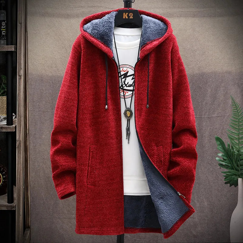maoxiangshop Autumn and Winter New Classic Fashion Medium Length Coat Men's Casual Loose Thickened Warm High-Quality Large Size Sweater