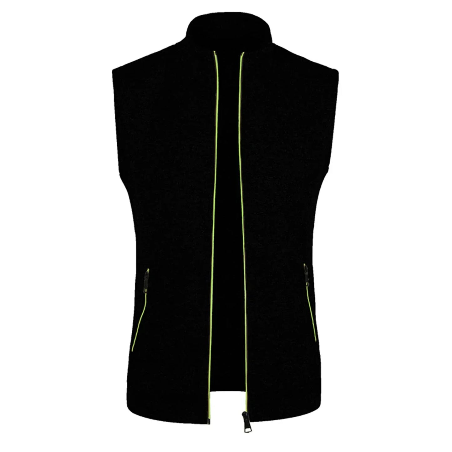 maoxiangshop Autumn and Winter Men's Knitted Velvet Fashion Casual Top Zipper Vest Sleeveless High Neck Fleece Solid Color Men's Wear