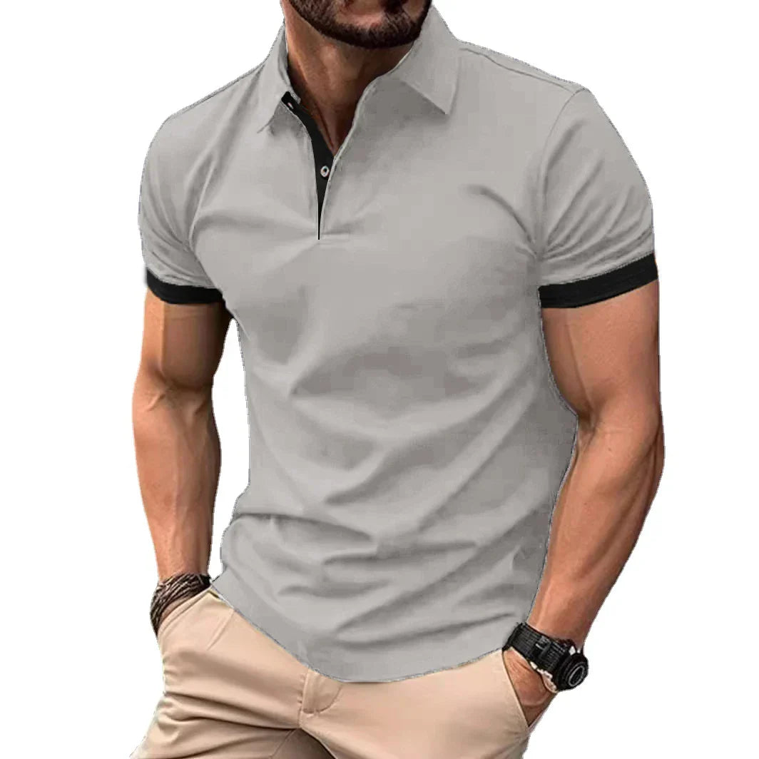 maoxiangshop Summer Men Polo Shirts Men Short Sleeve Shirt Contrast Color Lightweight Streetwear Casual Lapel Collar Tops