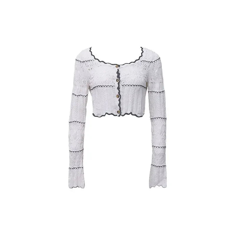 maoxiangshop - Sweet Hot Girl Suit Women's Autumn Slim O-Neck Knitted Cardigan High Waist Long Skirt Two-piece Set Fashion Female Clothes