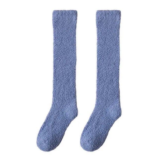 maoxiangshop Unisex Candy Coral Fleece Long Socks Women Plush Winter Warm Thick Thigh Stockings Lolita Thigh High Home Sleep Floor Sock