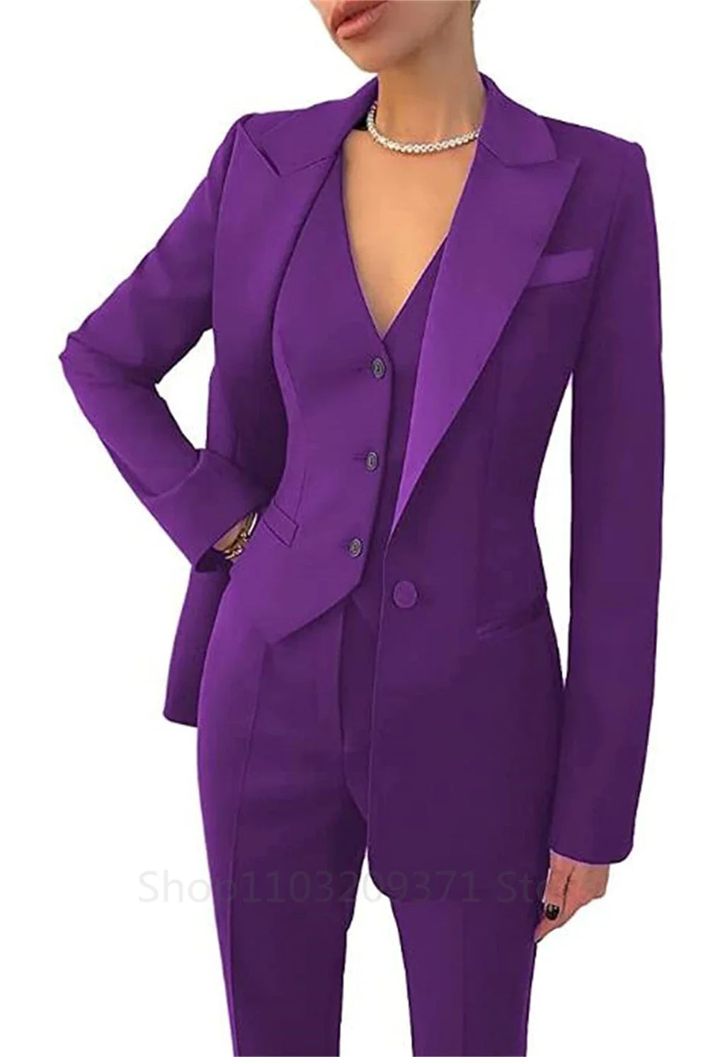 maoxiangshop Fashion Plus Size Women Blazer 3 Pcs Elegant Long Sleeve Suit Jackets Vest and Straight Pants Suit Female Business Outfits New