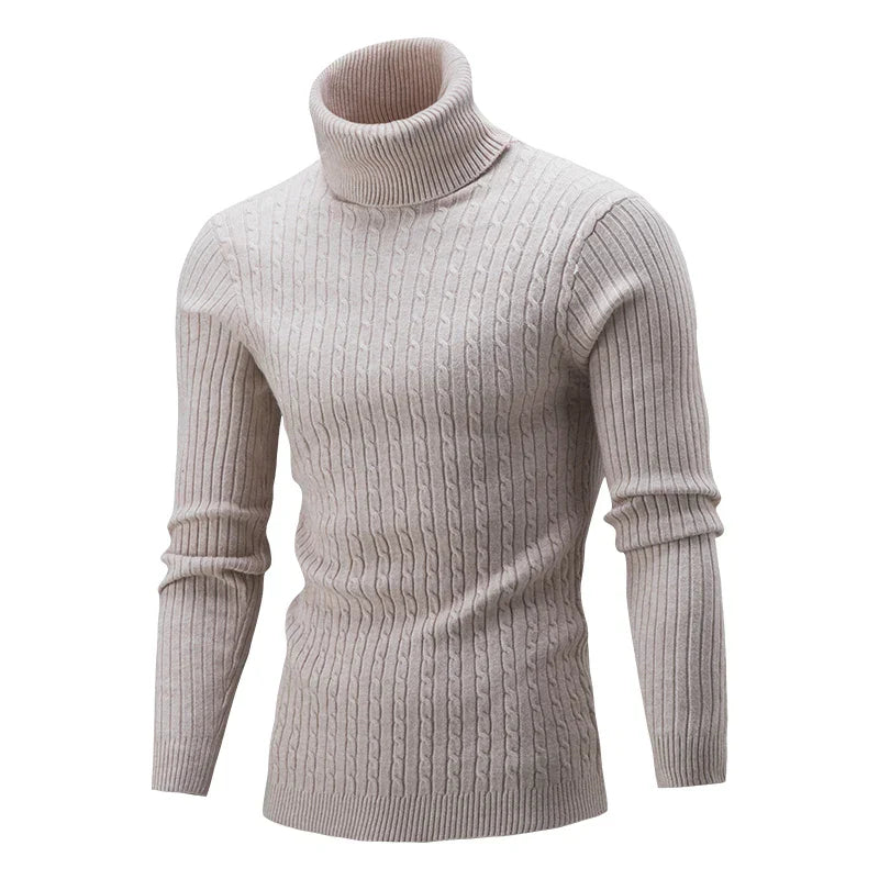 maoxiangshop Autumn Winter Men's Warm Sweater Long Sleeve Turtleneck Sweater Retro Knitted Sweater Pullover Sweater