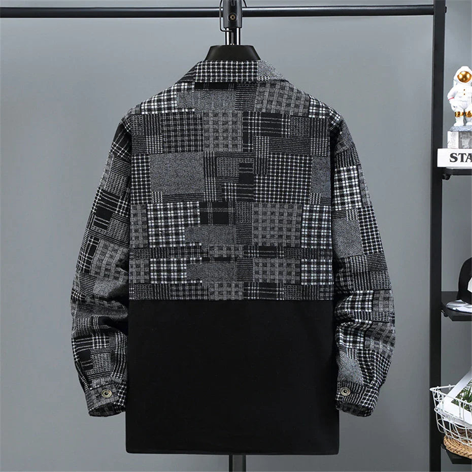 maoxiangshop Color Block Patchwork Denim Jacket Men 11XL 10XL Plus Size Jean Jackets Vintage Coat Male Big Size Outerwear