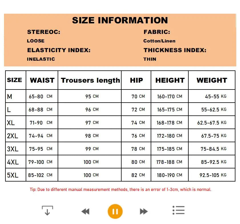 maoxiangshop Summer Men's Trousers Cotton Linen Fashion Casual Pants Solid Color Breathable Loose Shorts Straight Pants Streetwear M-5XL