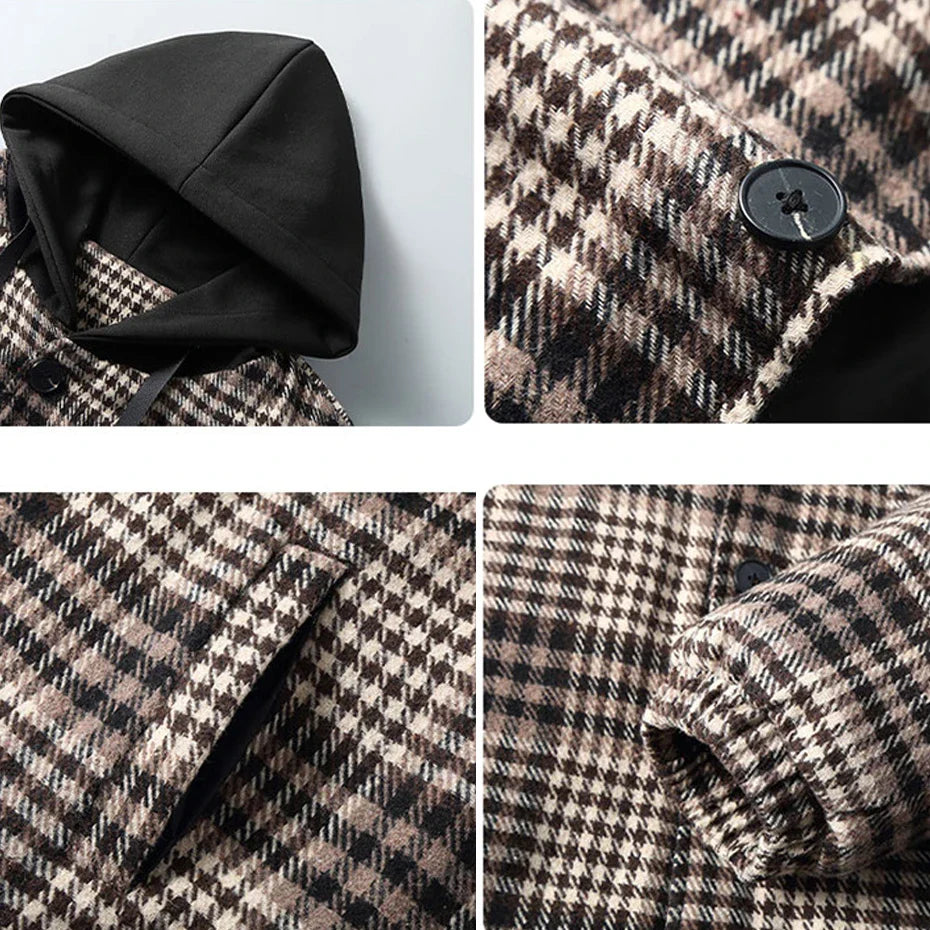 maoxiangshop Plus Size 10XL 11XL Plaid Parkas Men Winter Thick Jacket Coat Plaid Fashion Casual Winter Hooded Jackets Big Size 11XL 10XL Male