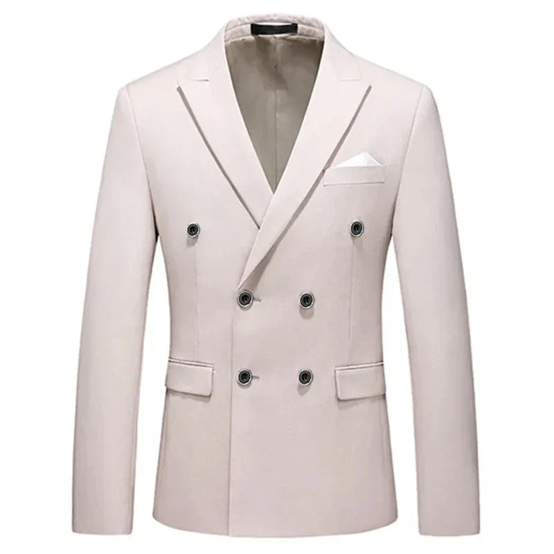 maoxiangshop Fashion New Men's Casual Boutique Business Solid Color Double Breasted Suit Jacket Blazers Coat