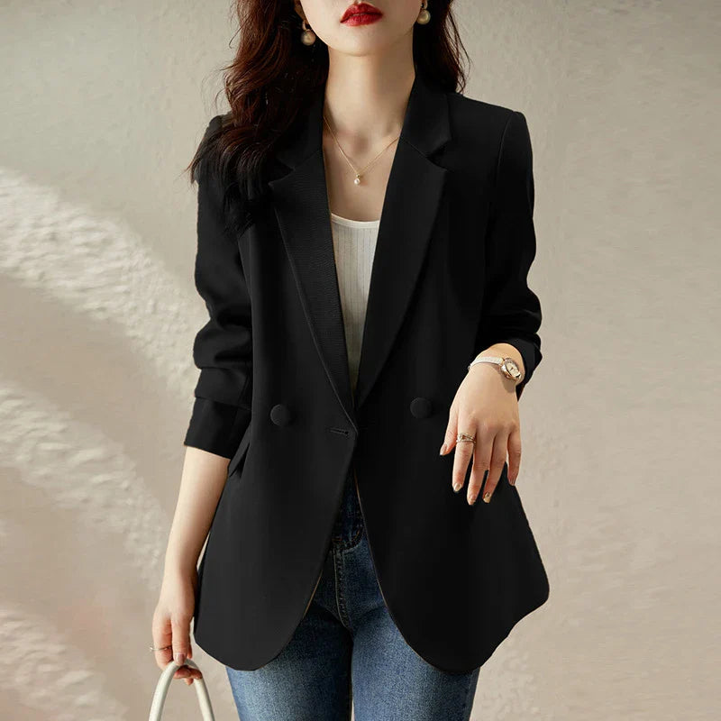 maoxiangshop Stylish Women Blazer Autumn Long Sleeve Coats Jackets Fashion Casual Lapel Neck Solid Work Suits Elegant Ladies Blouse