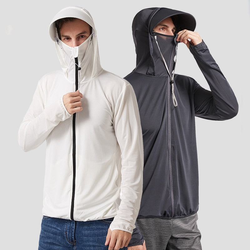 maoxiangshop Summer Sun Protection Skin Coats Men Ultra-Light Sportswear Hooded Outwear Quick Dry Fishing T-shirts Sunscreen Tops