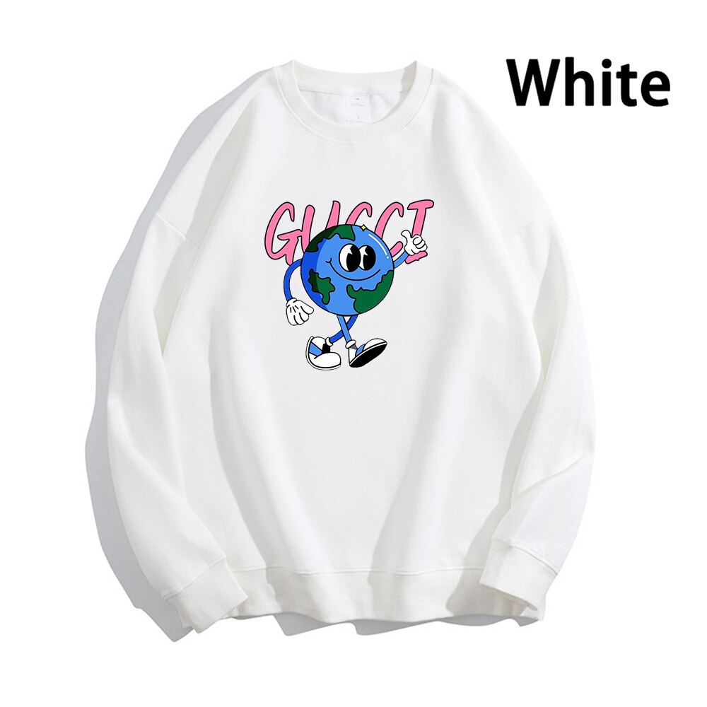 Earth Pattern Print Hoodies Autumn Winter Women's Fashion Versatile Multicolor O-Neck Sweatshirts Sweet Lovely Loose Fleece Tops