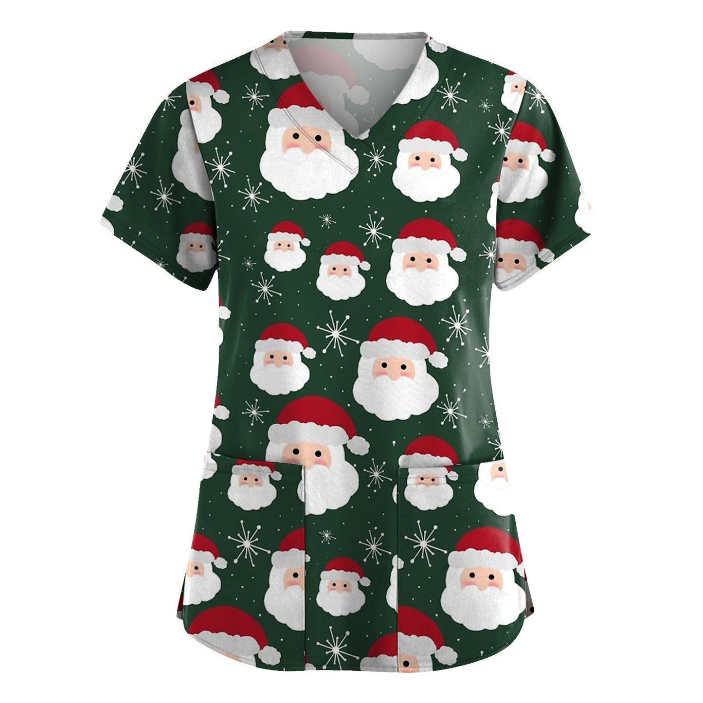 maoxiangshop Cute Cartoon Animals Print Christmas Nursing Scrubs Women Tops Short Sleeve pet salon Work Uniform Blouse Costume Shirts Female