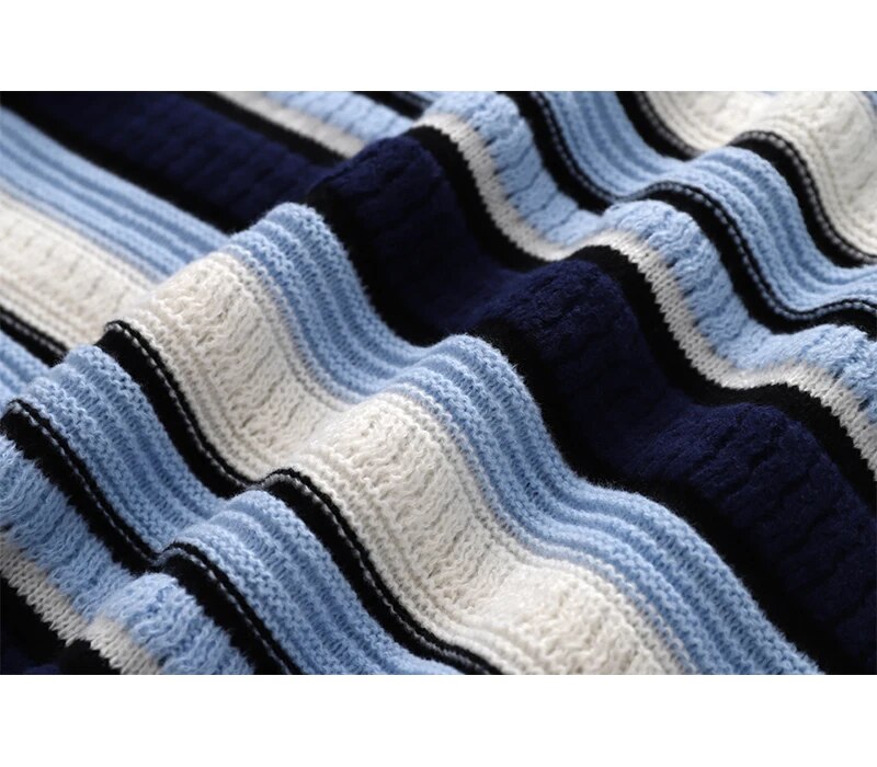 maoxiangshop Contrast Striped Pullover Women's Oversized Chunky Long Sleeve Crew Neck Sweater Knit Jumper Autumn Winter Grunge Fashion