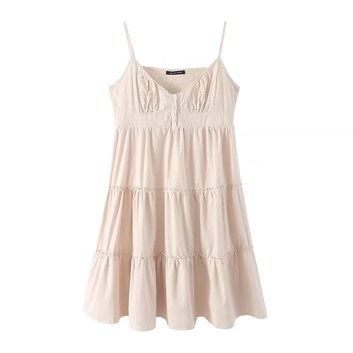 maoxiangshop 2 Casual Women White Front Buttons Lace Spliced Sling Dress Summer Vintage Square Collar Sleeveless Female Chic Bottoms