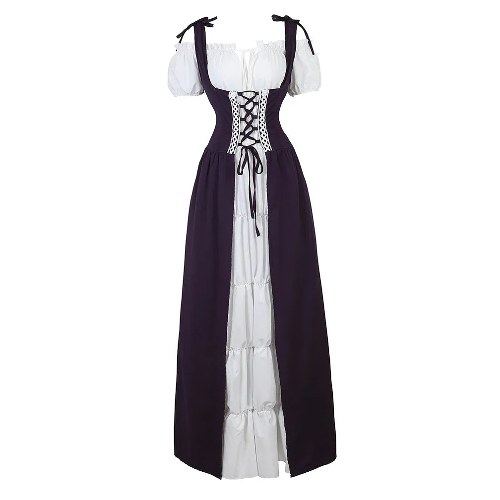 maoxiangshop - Renaissance Dress for Women Irish Medieval Dresses Victorian Female Costumes Halloween Cosplay Costume Masquerade Party Outfits