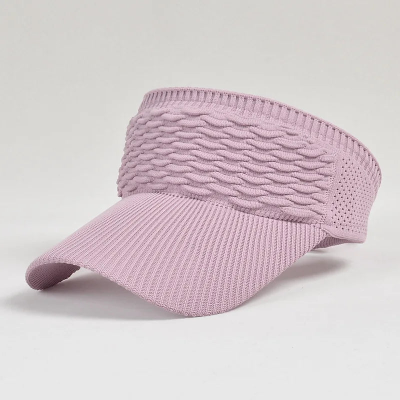 maoxiangshop Fashion Folds Design Women Empty Top Hat Summer Solid Color Large Brim Sunscreen Hat Outdoor Elastic Fabric Sports Sun Cap