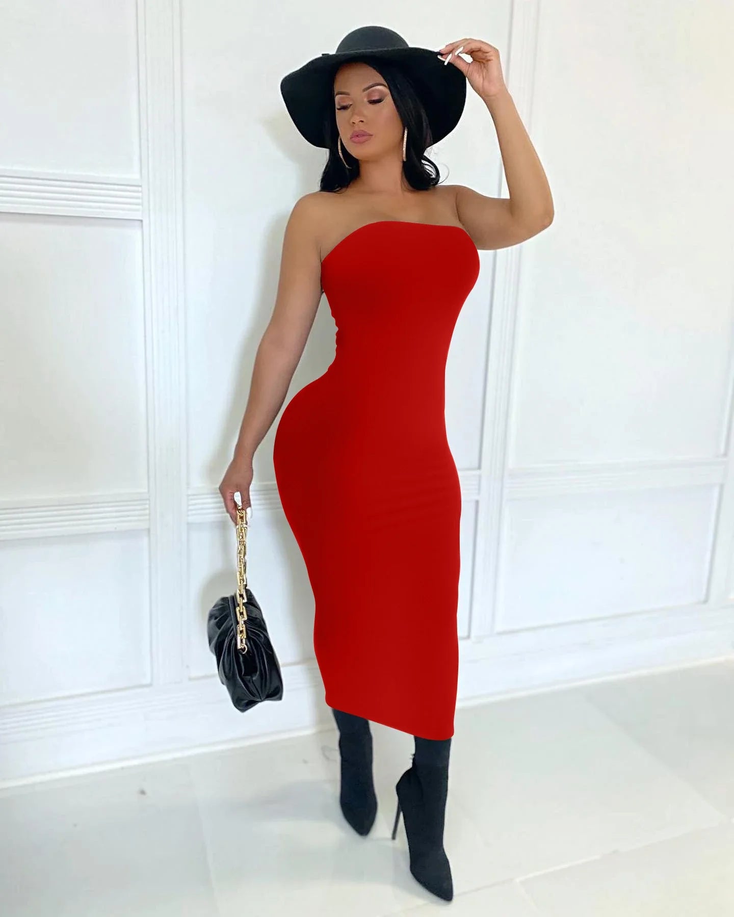 maoxiangshop Summer Women's Sexy Sleeveless Chest Wrapped Long Beach Dress