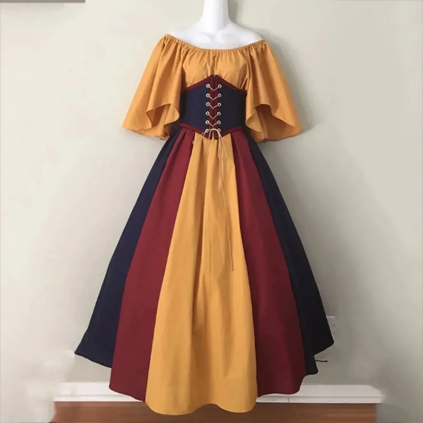 maoxiangshop - Female Cos Costume Performance Big Swing Skirt Medieval Retro Slim-fitting Skirt Flying Sleeves Shoulder Dress