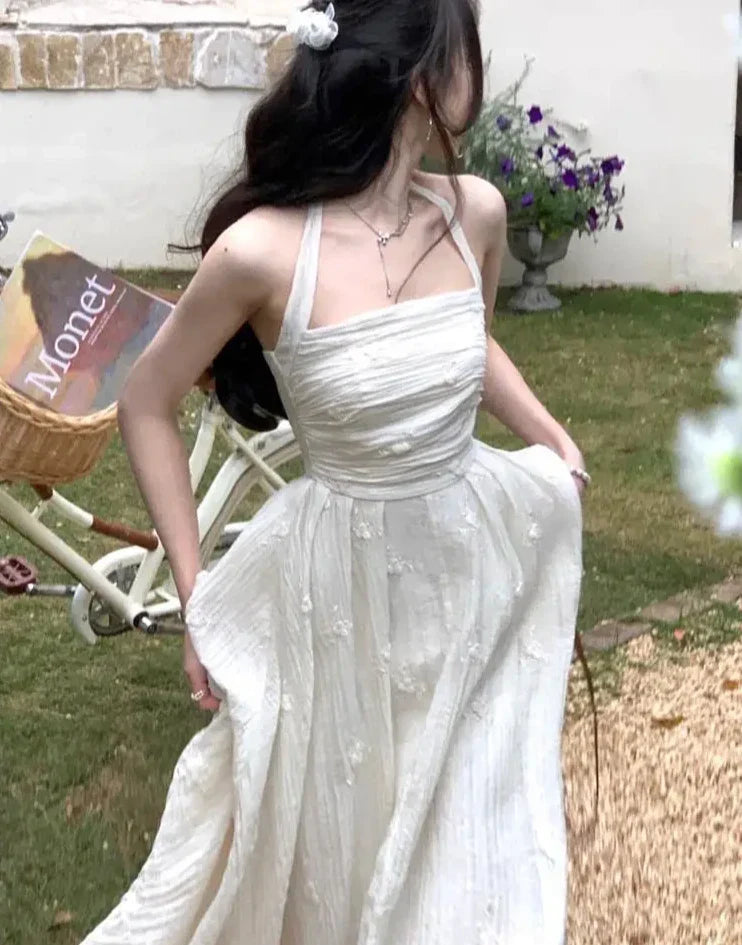Women Elegant Evening Party Midi Dress Summer New Fashion Princess Embroider Vestidos Female Korean Design Slim Clothes
