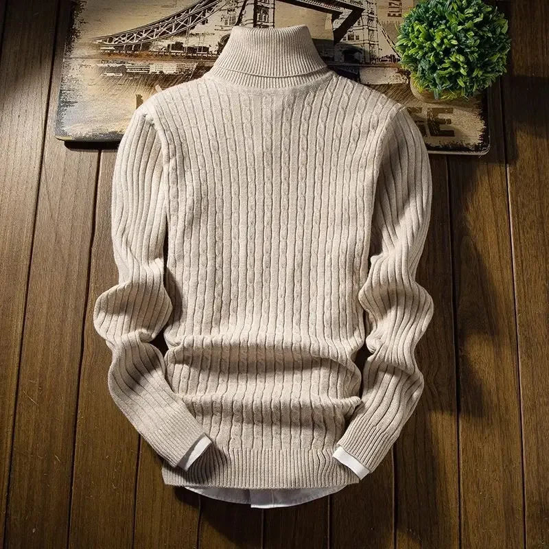 maoxiangshop Male Sweater Winter Pullover Turtle Neck Men S Jumper White