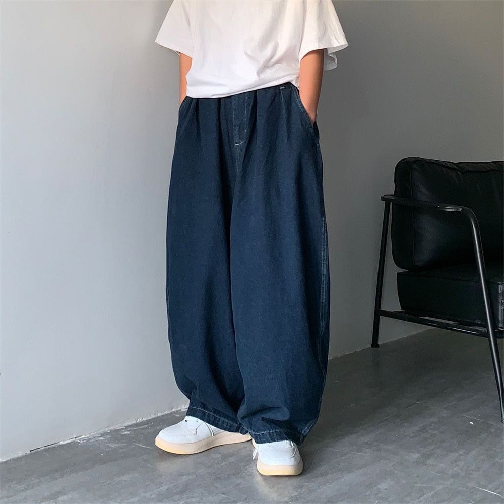 maoxiangshop Straight Jeans Men Blue Loose Denim Trousers Neutral Y2K Jean Streetwear Casual Wide Jeans Mans Women Pants men Baggy men jeans