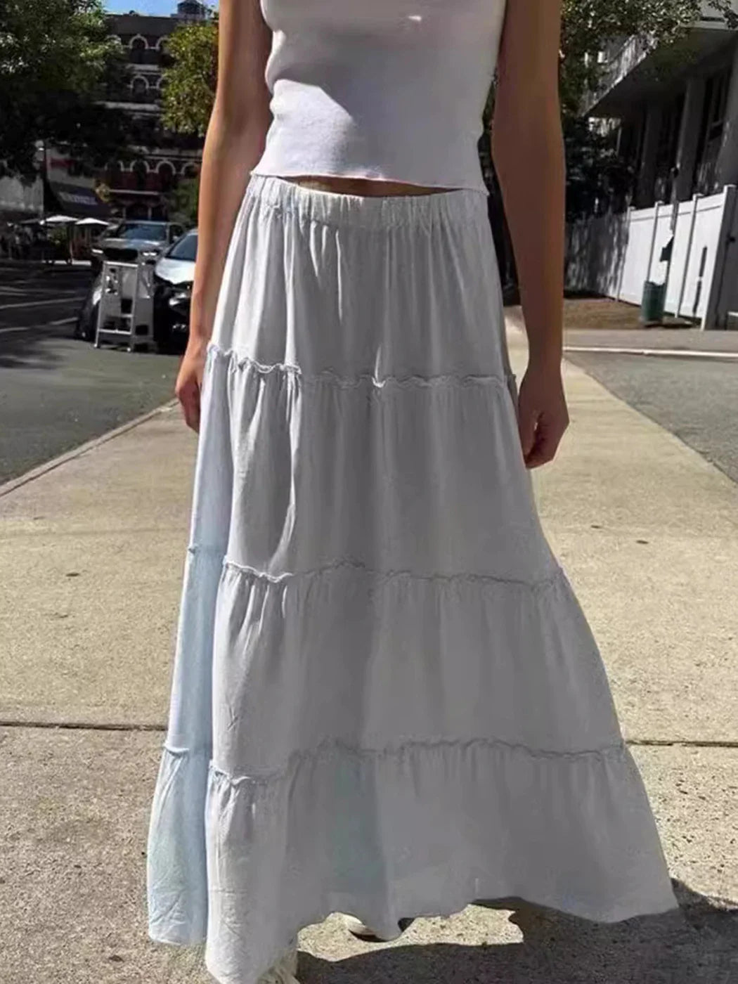 maoxiangshop - Floral Print Pleated Skirts Women Summer Trending Fashion Clothes 2024 Cotton Midi Skirts Girls Cute 2000s Y2K Long Skirt