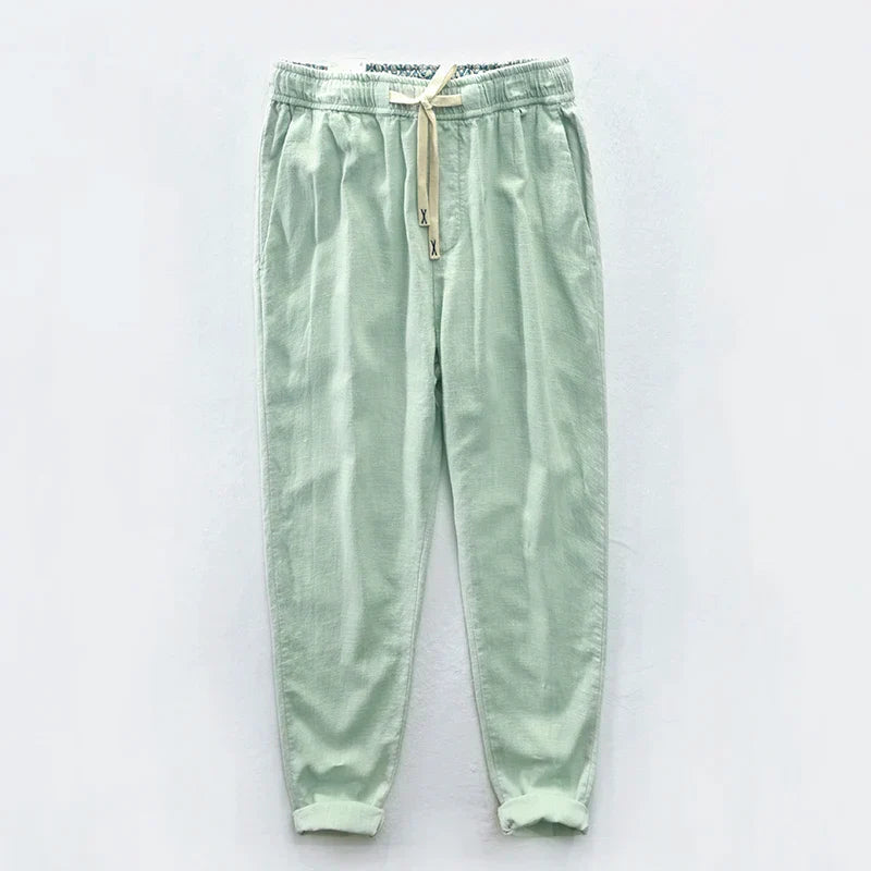 maoxiangshop 7 Colors Men's Cotton Linen Pants Male Spring Summer Casual Solid Color Thin Linen Cargo Trousers Streetwear M-XXXL