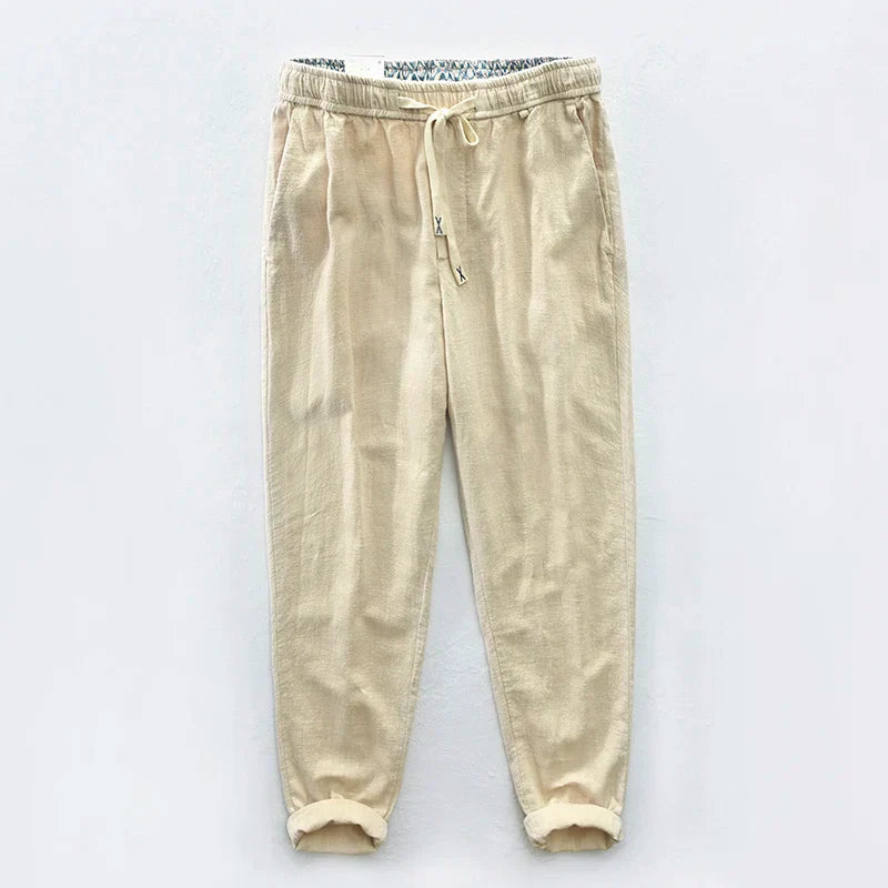 maoxiangshop 7 Colors Men's Cotton Linen Pants Male Spring Summer Casual Solid Color Thin Linen Cargo Trousers Streetwear M-XXXL
