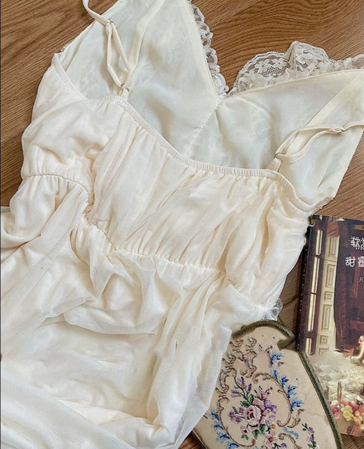 maoxiangshop French Sweet Vintage Fairy Dress Women Autumn Lace Sexy Casual Korean Dress Female Court Chiffon Elegant Long Strap Dresses