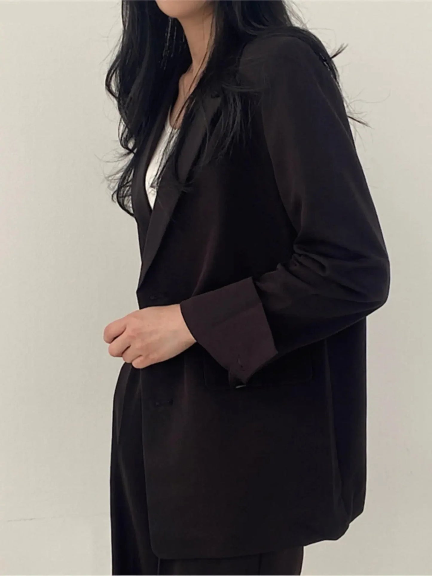 Korean Office Lady Fashion Blazer Suit Women's Two-Piece Set Casual Button Jacket Wide Leg Pants Outfits Work Clothes Autumn New