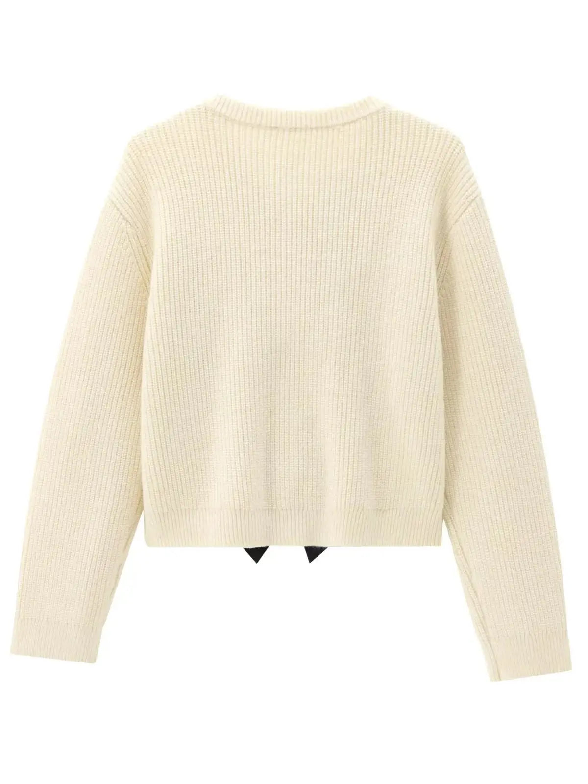maoxiangshop - 2024 Autumn/Winter Women Bow Knit Cardigan High Street Round Neck Long Sleeve Tie Versatile Female Knitted Coat