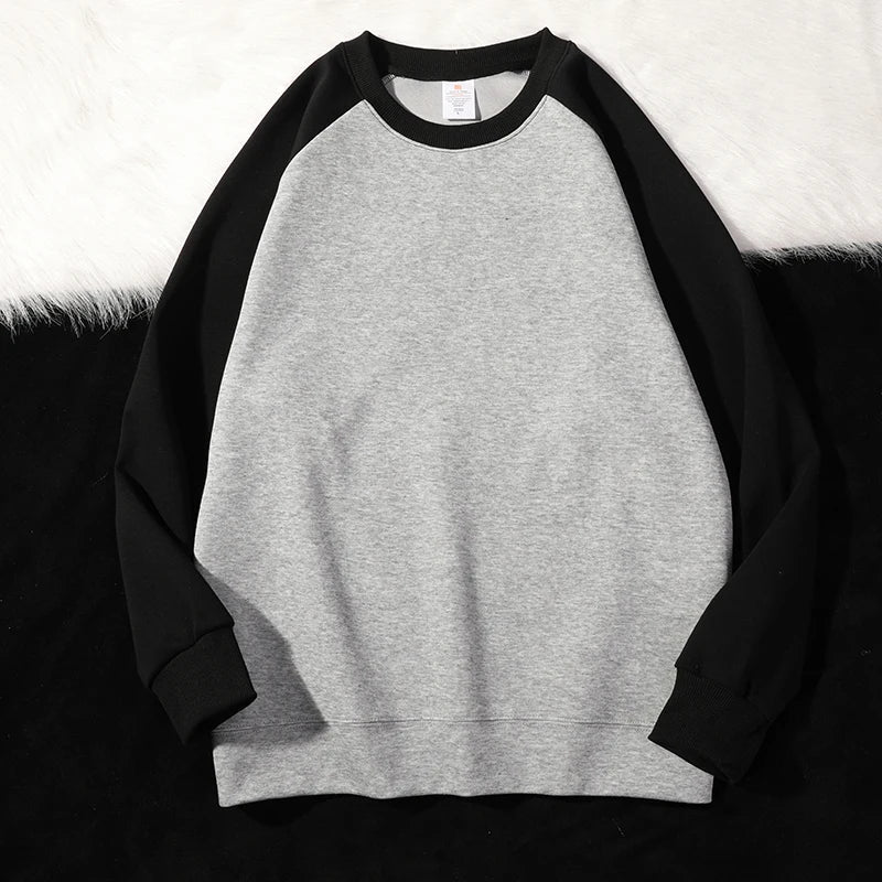 maoxiangshop 2024 Spring Autumn New Men Casual Sweatshirts Harajuku Loose Streetwear Tops O Neck Pullover Hoody Solid Mens Sweatshirts M-3XL
