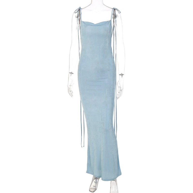 maoxiangshop White Backless Maxi Dresses For Women Spaghetti Strap Long Beach Dress Women Summer Elegant Evening Party Dress