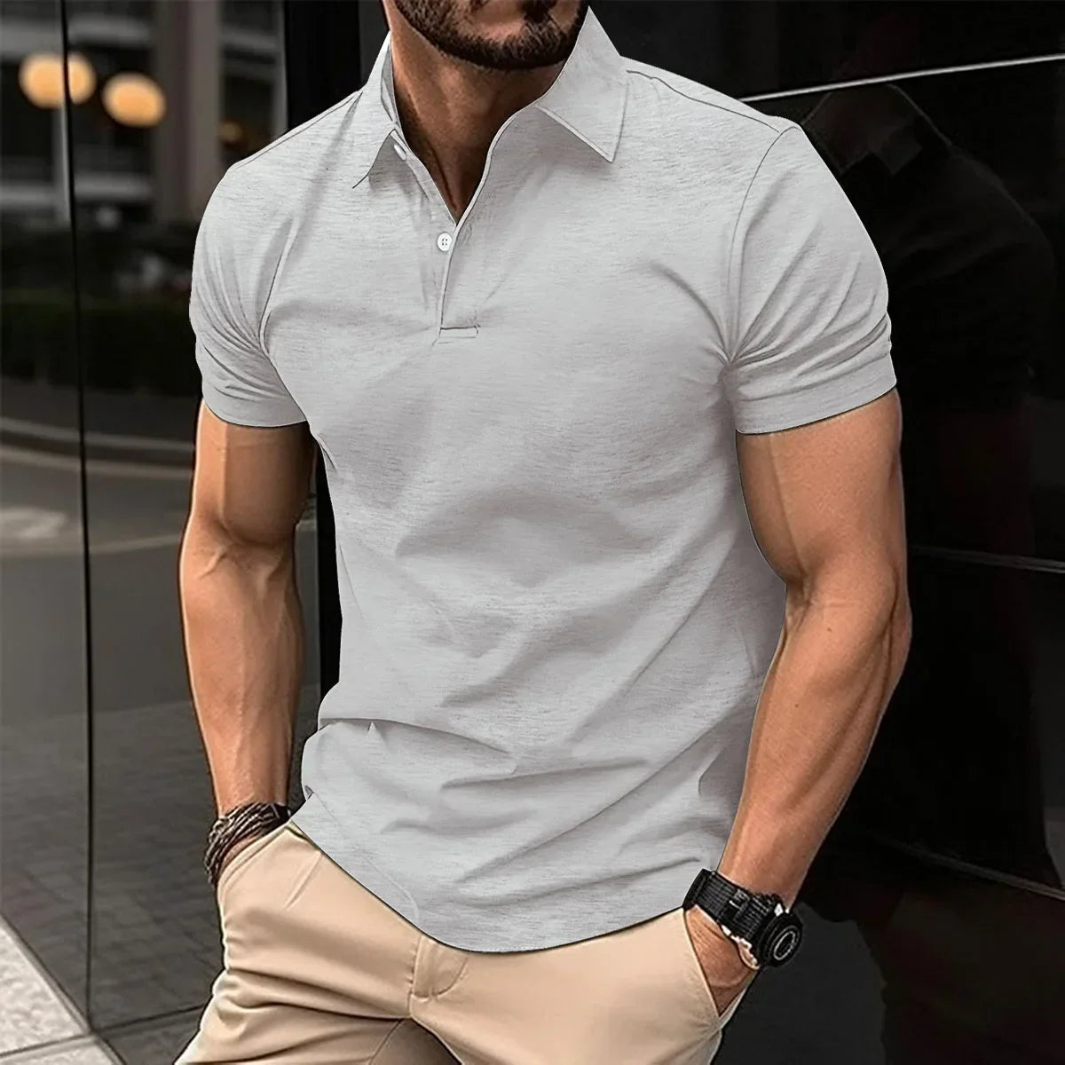 maoxiangshop 2024 Summer Best-Selling Men's Polo Shirt Lapel Printed Men's Clothing Stripes Polo Shirt Casual Sports Men's Shirt